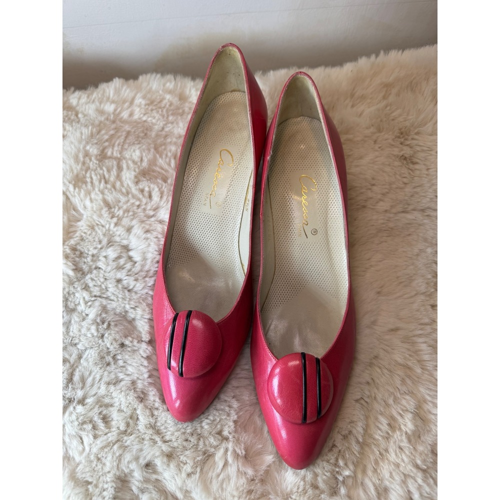 Caressa Spain Vintage Pink Leather Kitten Heels Boho Rustic Earthy Pumps 8.5N
